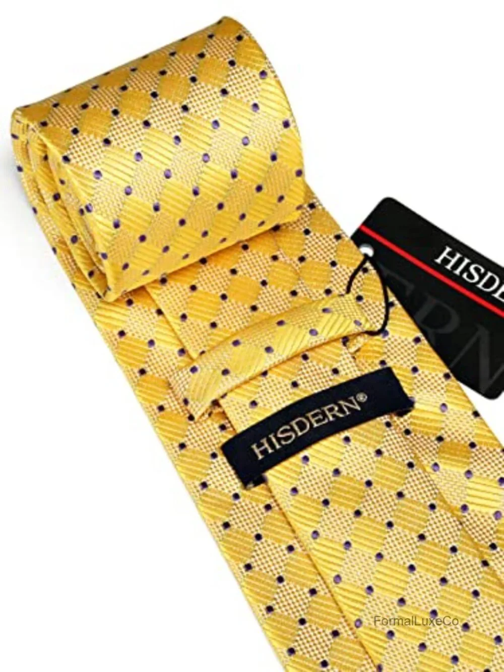 Plaid Tie & Pocket Square Set, Silk Blend, Formal Necktie & Hanky